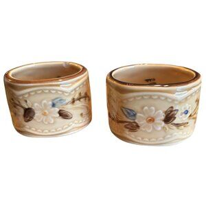 Vintage Franciscan Pottery Bouquet Napkin Ring Set of 2 READ
